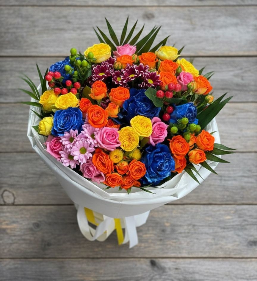 Букет цветов из: Розы и Хризантемы в Талой