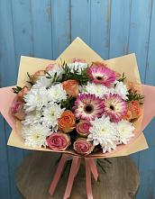 Букет цветов из:  Розы, Герберы и Хризантемы в Талой