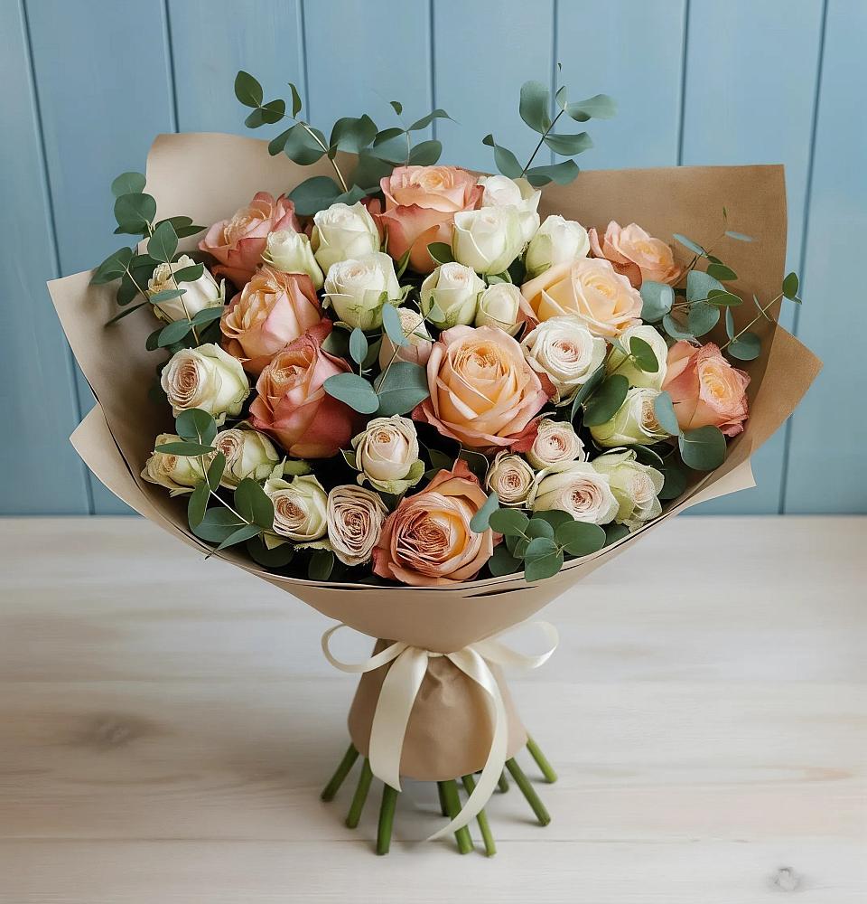 Букет цветов из: Альстромерии и Розы в Талой