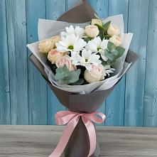 Букет цветов из:  Хризантемы и Розы #REPLACE_PRED# Талой