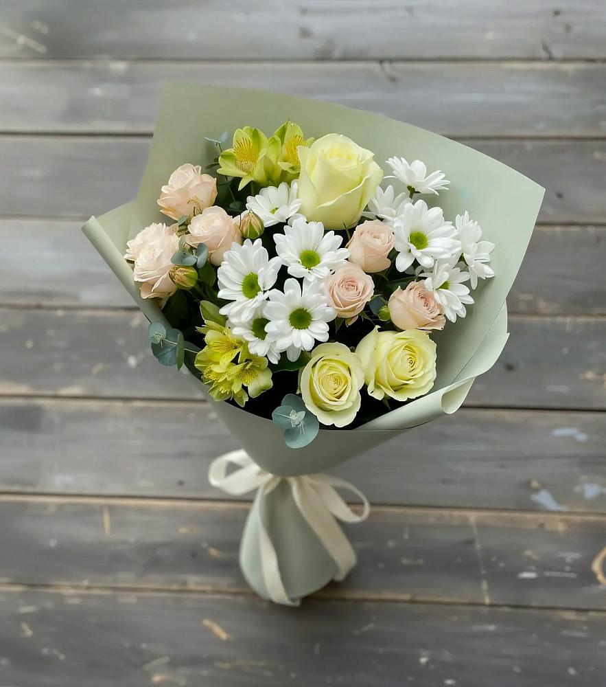 Букет цветов из: Альстромерии, Розы и Хризантемы в Талой