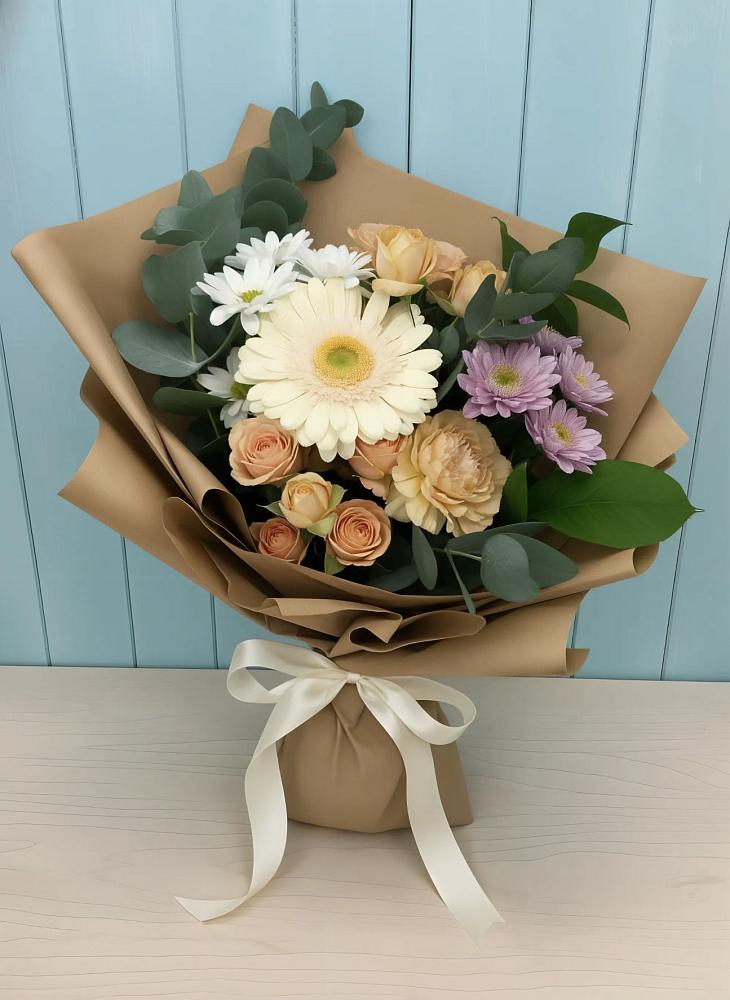 Букет цветов из: Герберы и Хризантемы в Талой