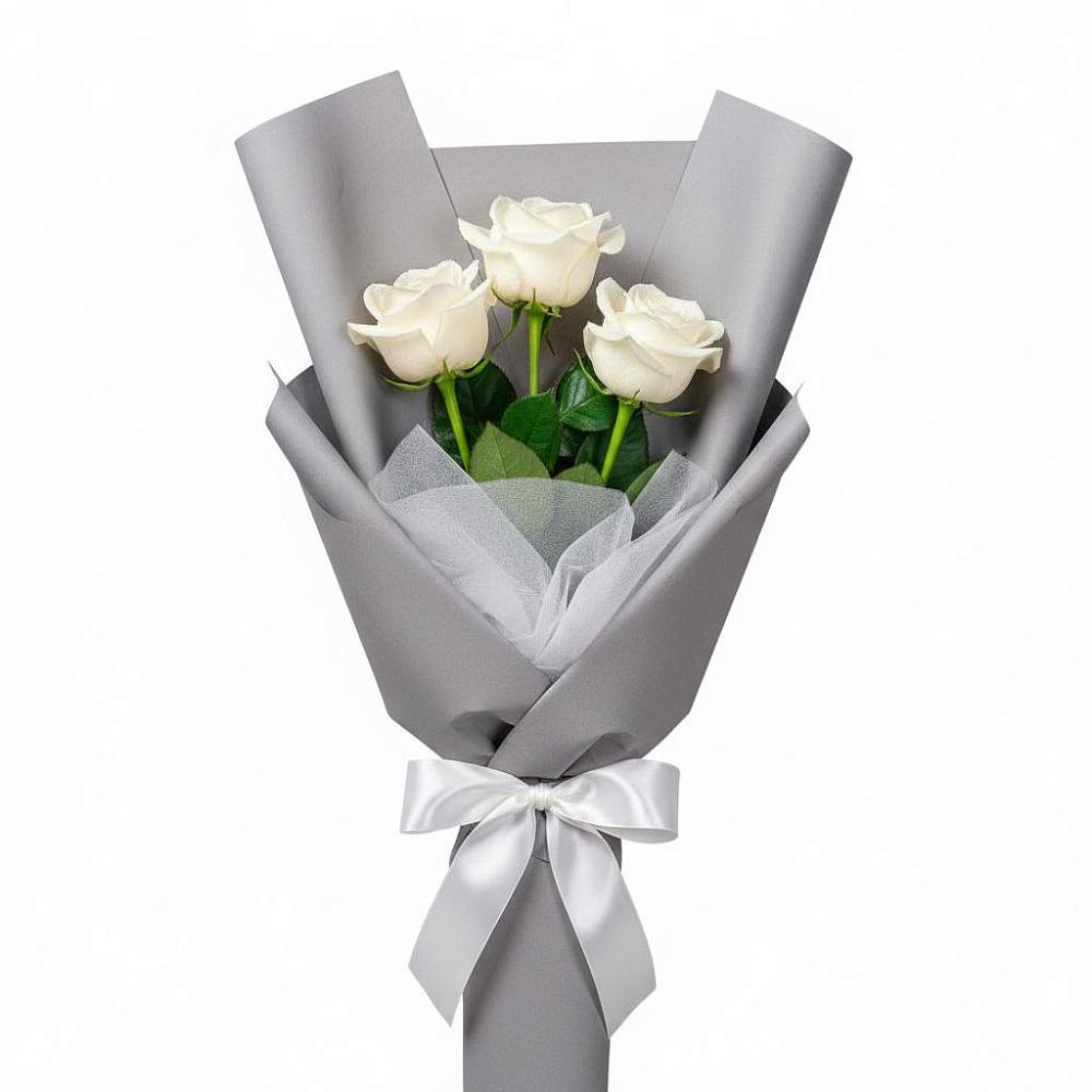 Букет 3 белые розы в Талой