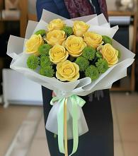 Букет цветов из:  Хризантемы и Розы в Талой