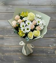 Букет цветов из:  Альстромерии, Розы и Хризантемы в Талой