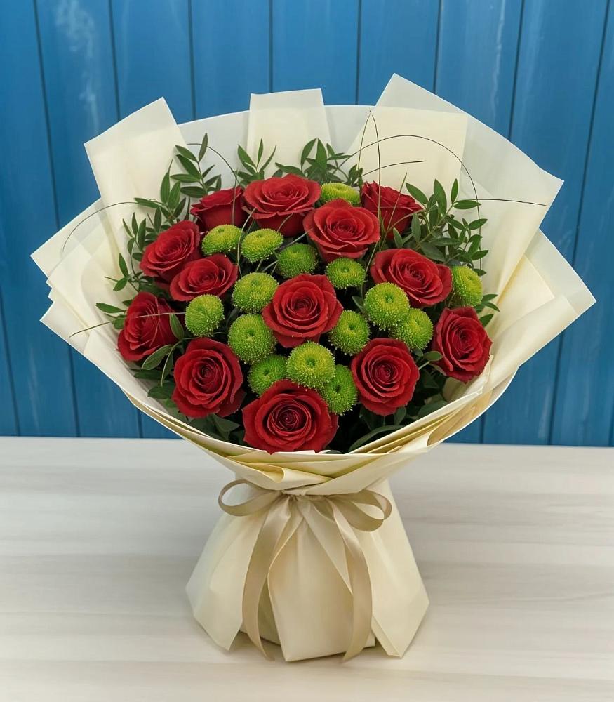 Букет цветов из: Розы и Хризантемы в Талой