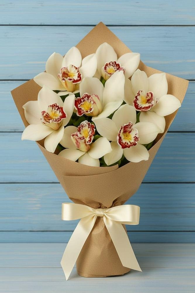 Букет цветов из: Орхидеи и Розы в Талой